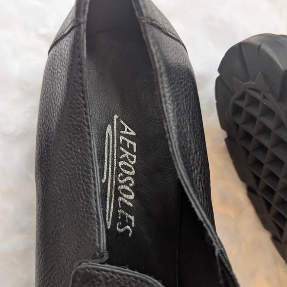 Aerosoles Women's Shoes Slip on Loafer Black Leather size 7.5 Comfort - Picture 2 of 5